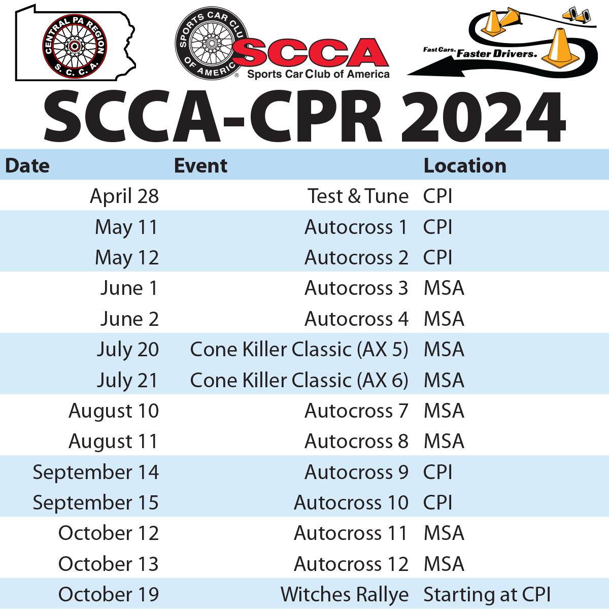 insta2024schedule Central PA Region SCCA